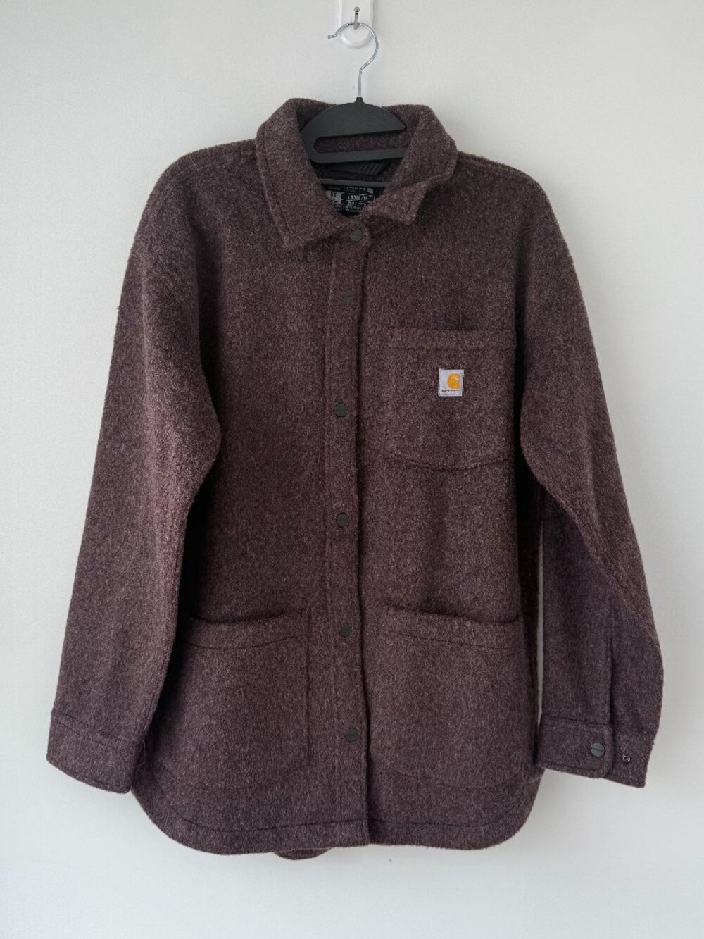 NWOT Carhartt Womens Wool Blend Fleece XS Overshirt Jacket Burgundy